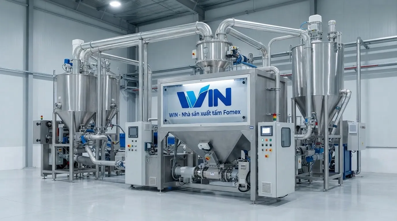 Hệ thống silo phối trộn nguyên liệu tại nhà máy WIN